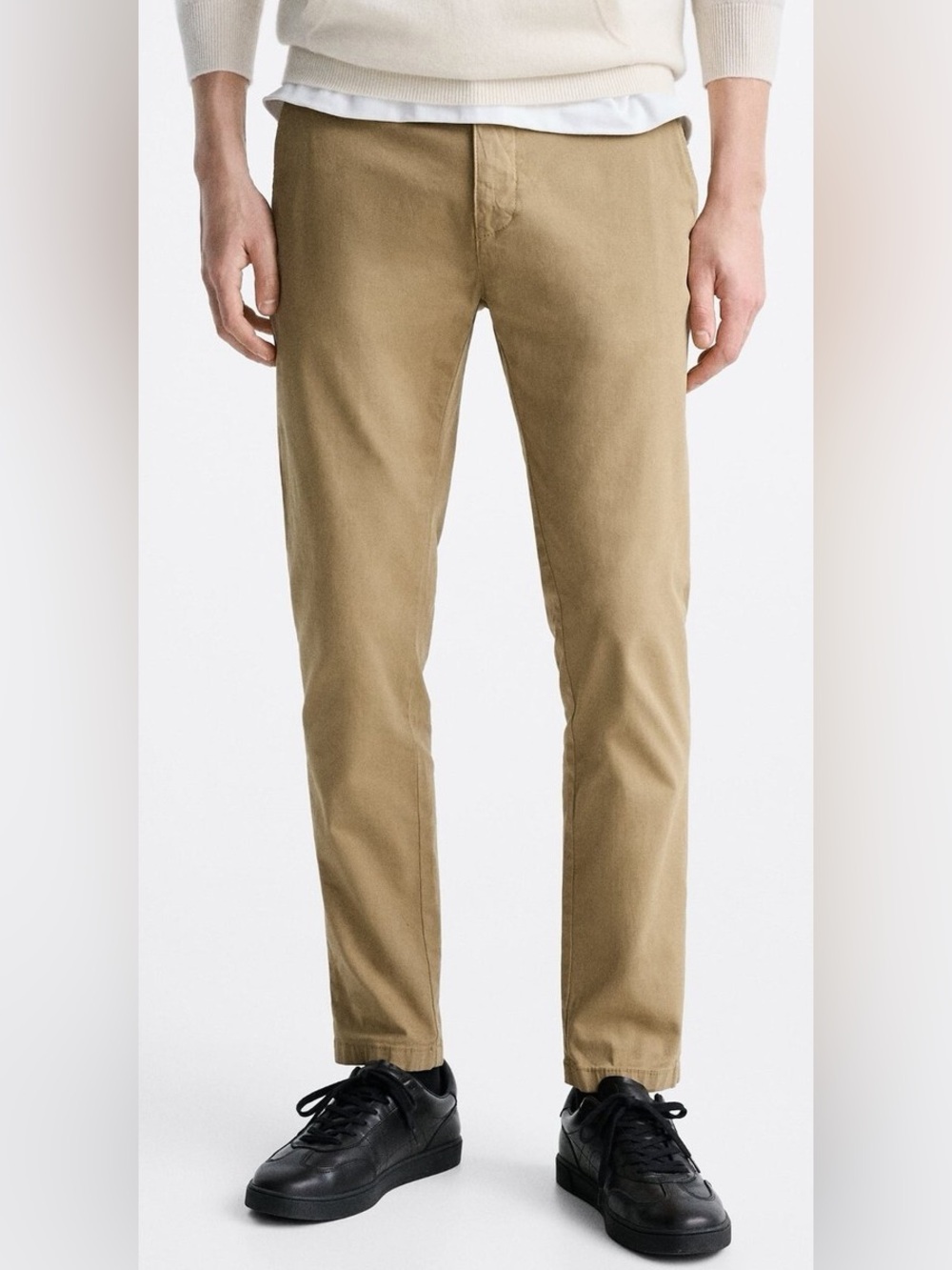 Zara Men's Casual Skinny Stretch Chinos in Khaki Brown size 32 US